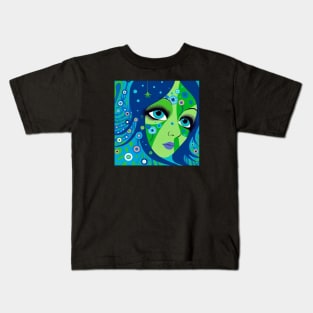 Blue-Eyed Green Girl Kids T-Shirt